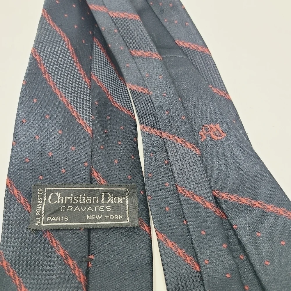 Christian Dior | Men's Navy and Red Mixed Print Tie (One Size)